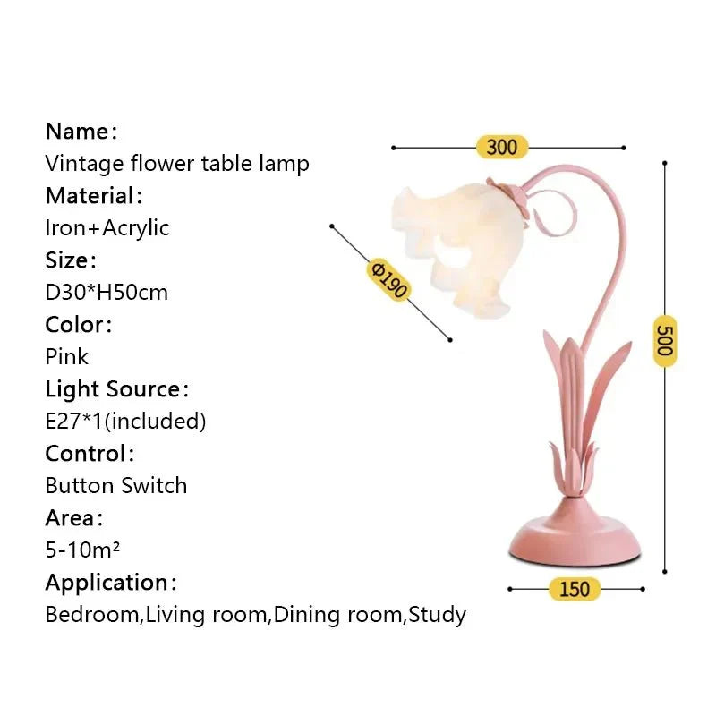 Französische Retro Stil Blume Schreibtischlampe