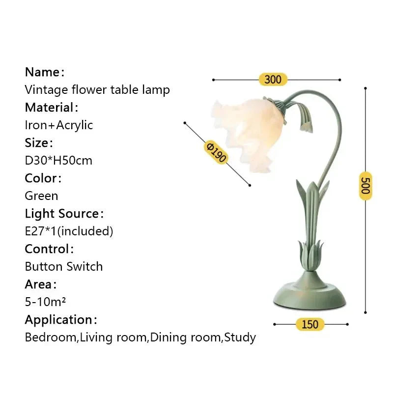 Französische Retro Stil Blume Schreibtischlampe