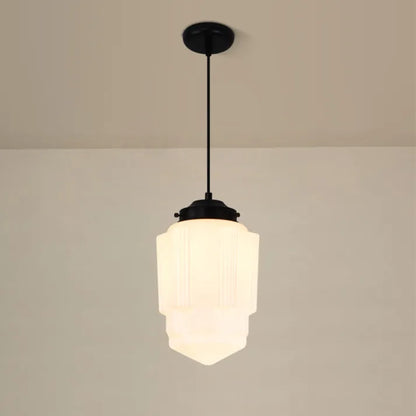 Garduru Weiß Milchglas Geometrische Jar Pendelleuchte