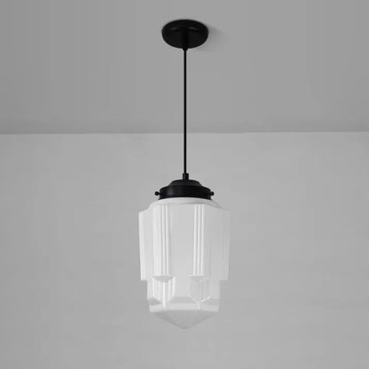 Garduru Weiß Milchglas Geometrische Jar Pendelleuchte