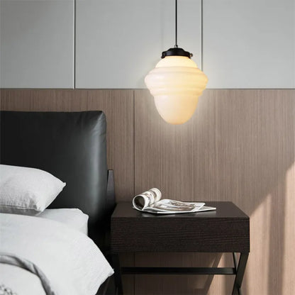 Garduru Weiß Milchglas Geometrische Jar Pendelleuchte