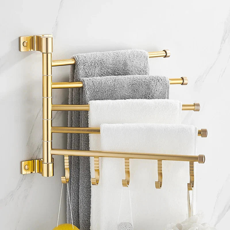 Goldene Licht Aluminium Wandmontierte Drehende Handtuchhalter Badezimmer Schienenhänger