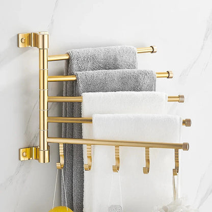 Goldene Licht Aluminium Wandmontierte Drehende Handtuchhalter Badezimmer Schienenhänger