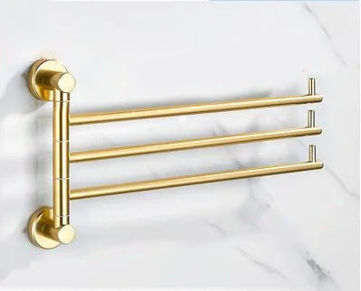 Goldene Licht Aluminium Wandmontierte Drehende Handtuchhalter Badezimmer Schienenhänger