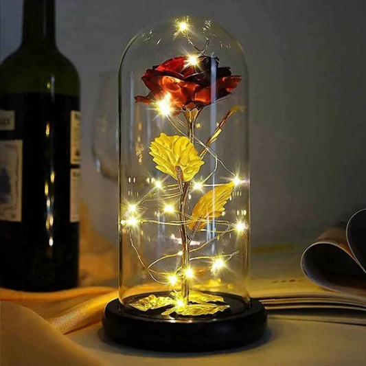 24-Karat Vergoldete Ewige Rose - Zeitlose Romantik in einer Glaskuppel