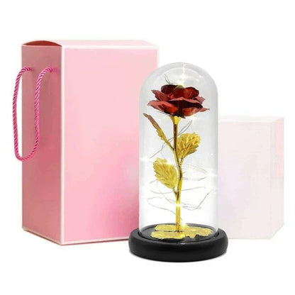 24-Karat Vergoldete Ewige Rose - Zeitlose Romantik in einer Glaskuppel
