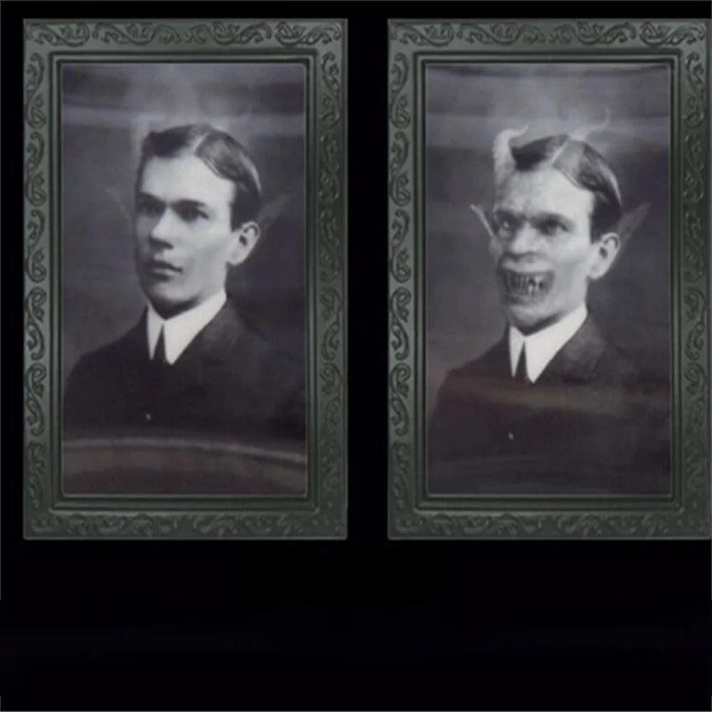 Spooky Ghost 3D Wechselndes Gesicht Bewegendes Bilderrahmen - Halloween Wanddekoration für Gespensterpartys und Wohnkultur