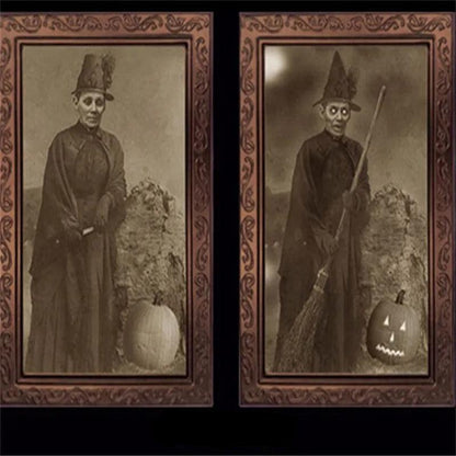 Spooky Ghost 3D Wechselndes Gesicht Bewegendes Bilderrahmen - Halloween Wanddekoration für Gespensterpartys und Wohnkultur