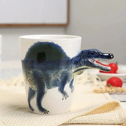 Handbemalte Keramiktasse mit Dinosauriermotiv