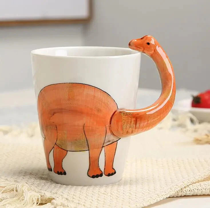 Handbemalte Keramiktasse mit Dinosauriermotiv