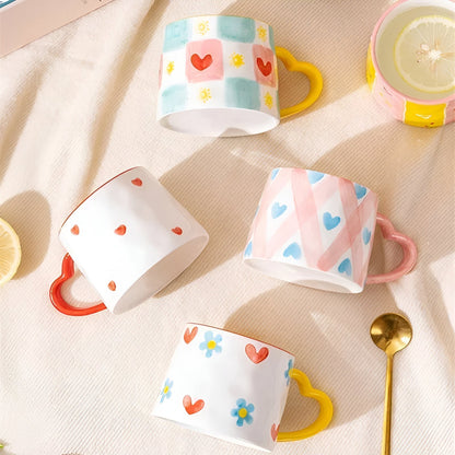 Handbemalte Liebesherzdesign Kaffeetasse