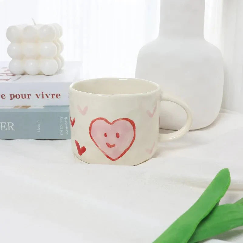 Kaffeetasse und Teller-Set mit Herzmuster