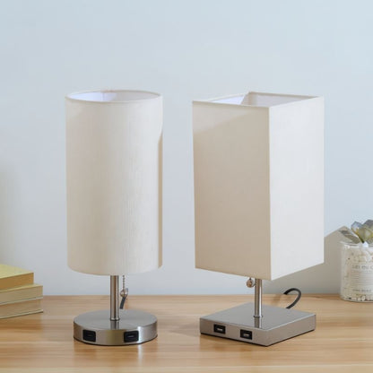 Minimalistische Laterne Lampe mit Stoffschirm und mattem Metallrahmen