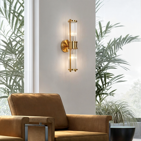 Garduru - Elegante LED-Wandleuchte mit goldenen und kristallinen Akzenten für Ihr Badezimmer