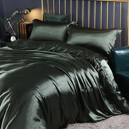 Luxus-Set - Satin-Bettwäsche aus Seide | Enthält einen Bettbezug und 2 Kissenbezüge