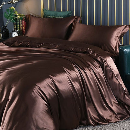 Luxus-Set - Satin-Bettwäsche aus Seide | Enthält einen Bettbezug und 2 Kissenbezüge