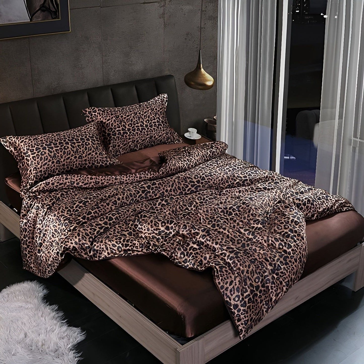 Luxuriöse Satin-Bettwäsche-Set – 1 Bettlaken, 1 Bettüberwurf, 2 Kissenbezüge für eleganten Schlaf und kühlenden Komfort