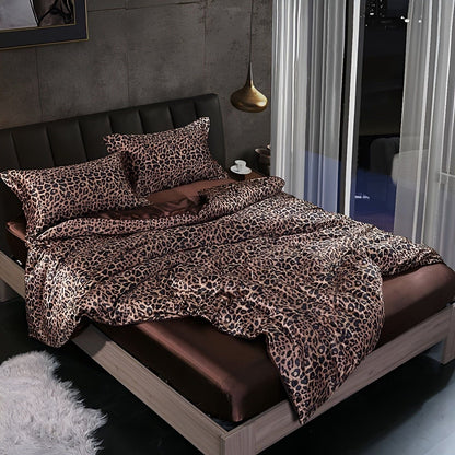 Luxuriöse Satin-Bettwäsche-Set – 1 Bettlaken, 1 Bettüberwurf, 2 Kissenbezüge für eleganten Schlaf und kühlenden Komfort