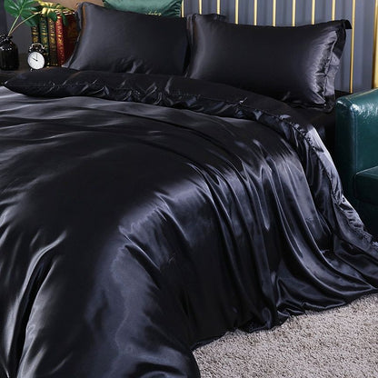Luxus-Set - Satin-Bettwäsche aus Seide | Enthält einen Bettbezug und 2 Kissenbezüge
