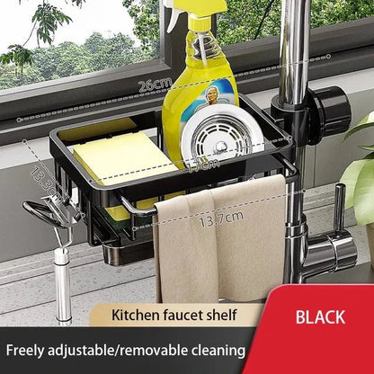 Royallure Premium Aluminium Spülenorganisator – Platzsparendes Küchenlagerregal für Schwämme, Seife und Bürsten – Einfache Installation & Schnell-Trockendesign