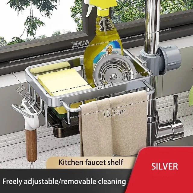 Royallure Premium Aluminium Spülenorganisator – Platzsparendes Küchenlagerregal für Schwämme, Seife und Bürsten – Einfache Installation & Schnell-Trockendesign