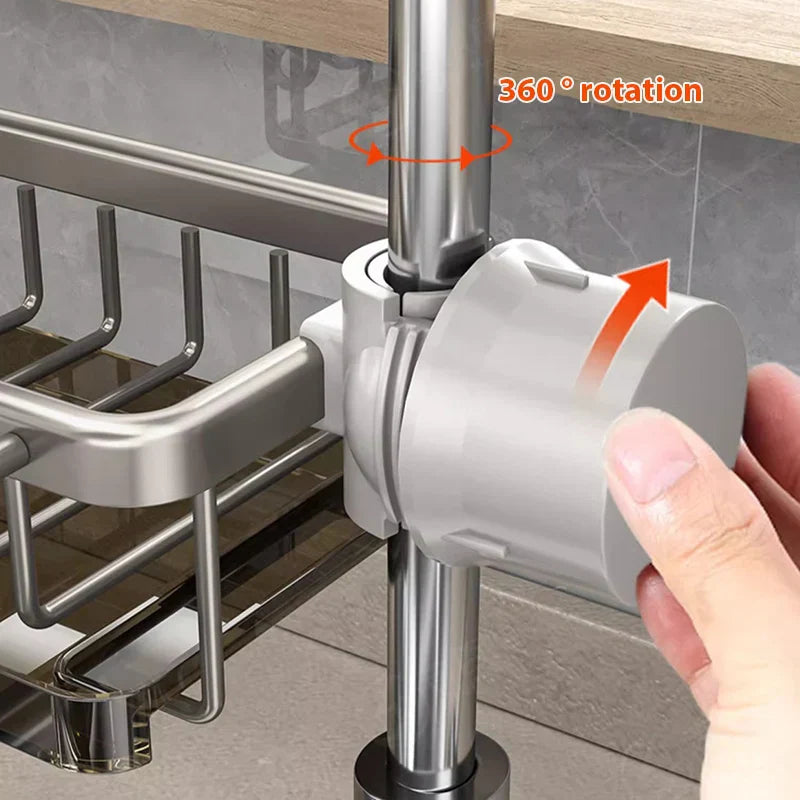 Royallure Premium Aluminium Spülenorganisator – Platzsparendes Küchenlagerregal für Schwämme, Seife und Bürsten – Einfache Installation & Schnell-Trockendesign