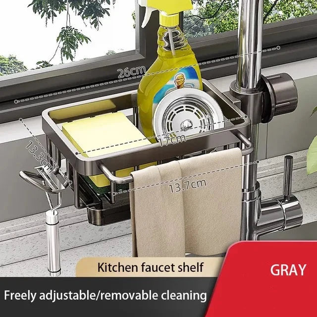 Royallure Premium Aluminium Spülenorganisator – Platzsparendes Küchenlagerregal für Schwämme, Seife und Bürsten – Einfache Installation & Schnell-Trockendesign