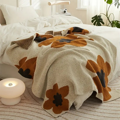 LushWeave – Elegante Strick-Blumen-Decke für Wärme und Stil