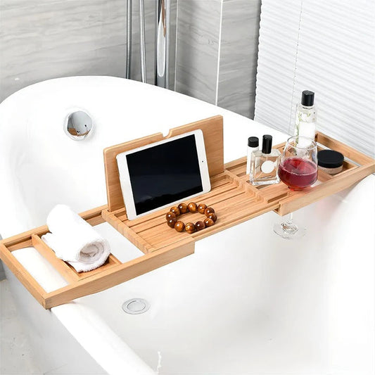 ZenBath – Luxuriöse Bambus-Badewannenablage mit verstellbarem Design für ultimativen Komfort