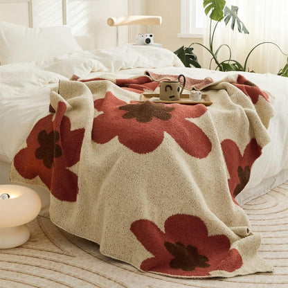 LushWeave – Elegante Strick-Blumen-Decke für Wärme und Stil