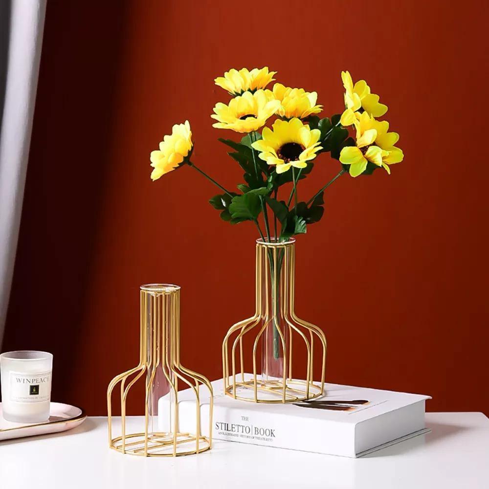 Garduru Testrohr-Vase mit Metallständer | Modernes Design | Minimalistische Dekoration für Zuhause & Büro