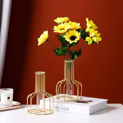 Garduru Testrohr-Vase mit Metallständer | Modernes Design | Minimalistische Dekoration für Zuhause & Büro