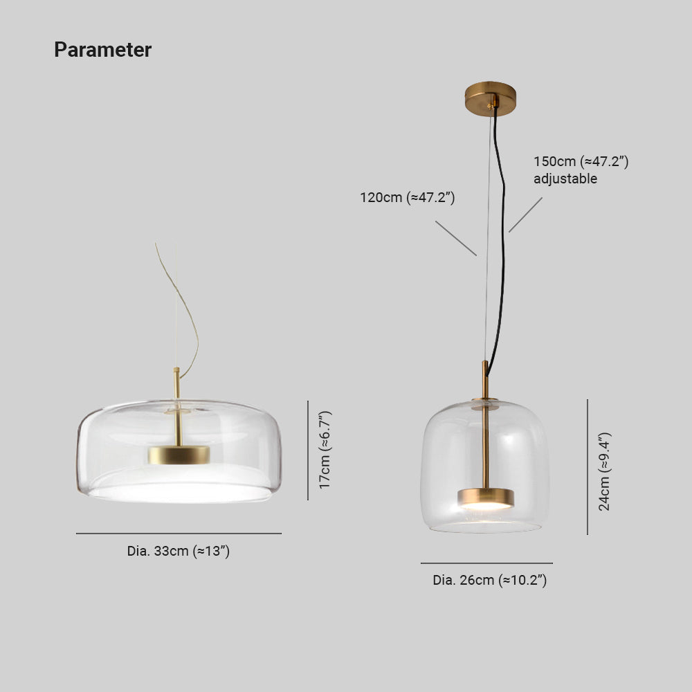 Garduru - Retro-LED-Hängelampen aus goldenem Metall und Glas