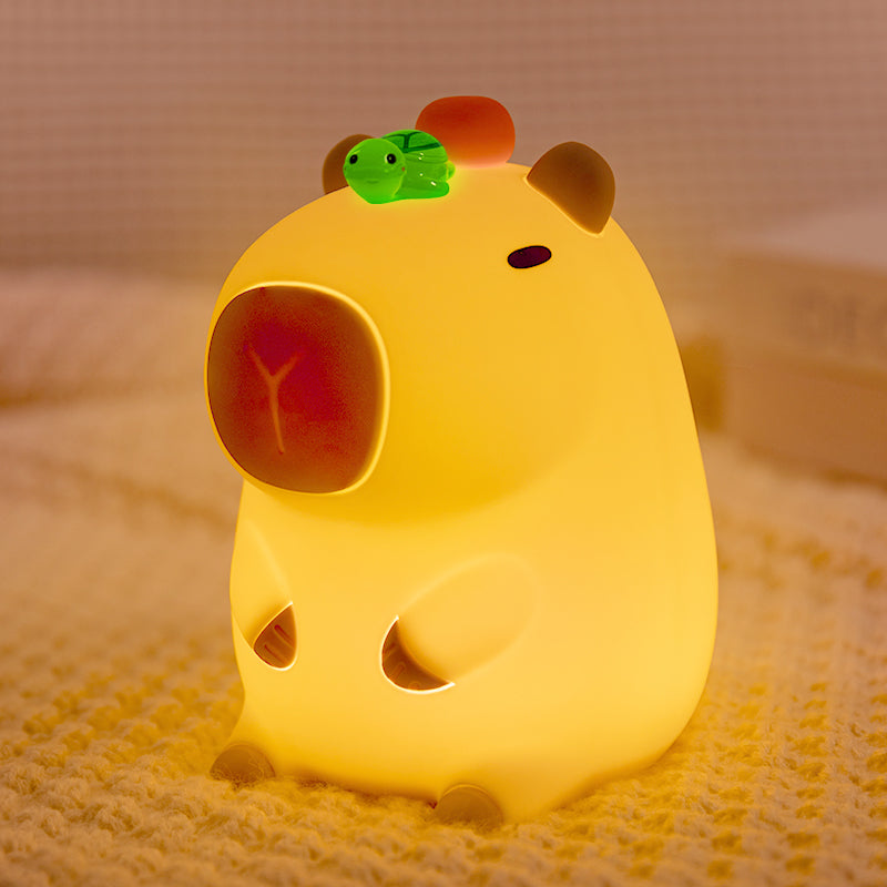 Orange Turtle Capybara Squishy Silikon LED Nachtlicht - Perfektes Geschenk für Kinder und Mädchen