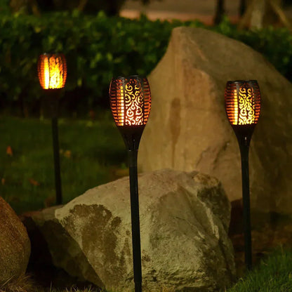 Garduru LED Gartenfackel | Solarbetriebene Flammenlampe für Außenbereich | Wetterfeste Dekoration für Garten & Terrasse