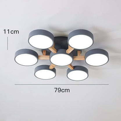 LED-Deckenleuchte mit modernem Holzdesign