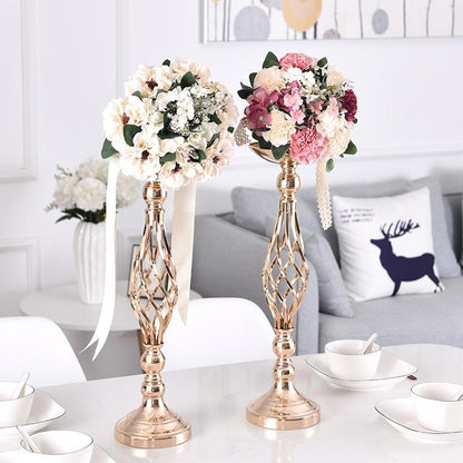 Elegantes 2-teiliges Gold-Metall-Blumenvasen-Set