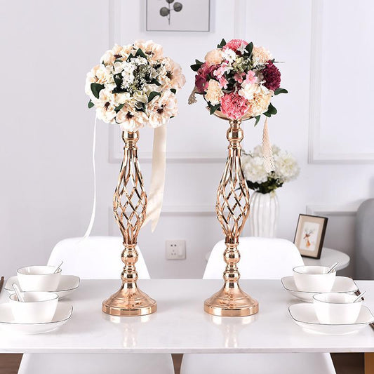 Elegantes 2-teiliges Gold-Metall-Blumenvasen-Set