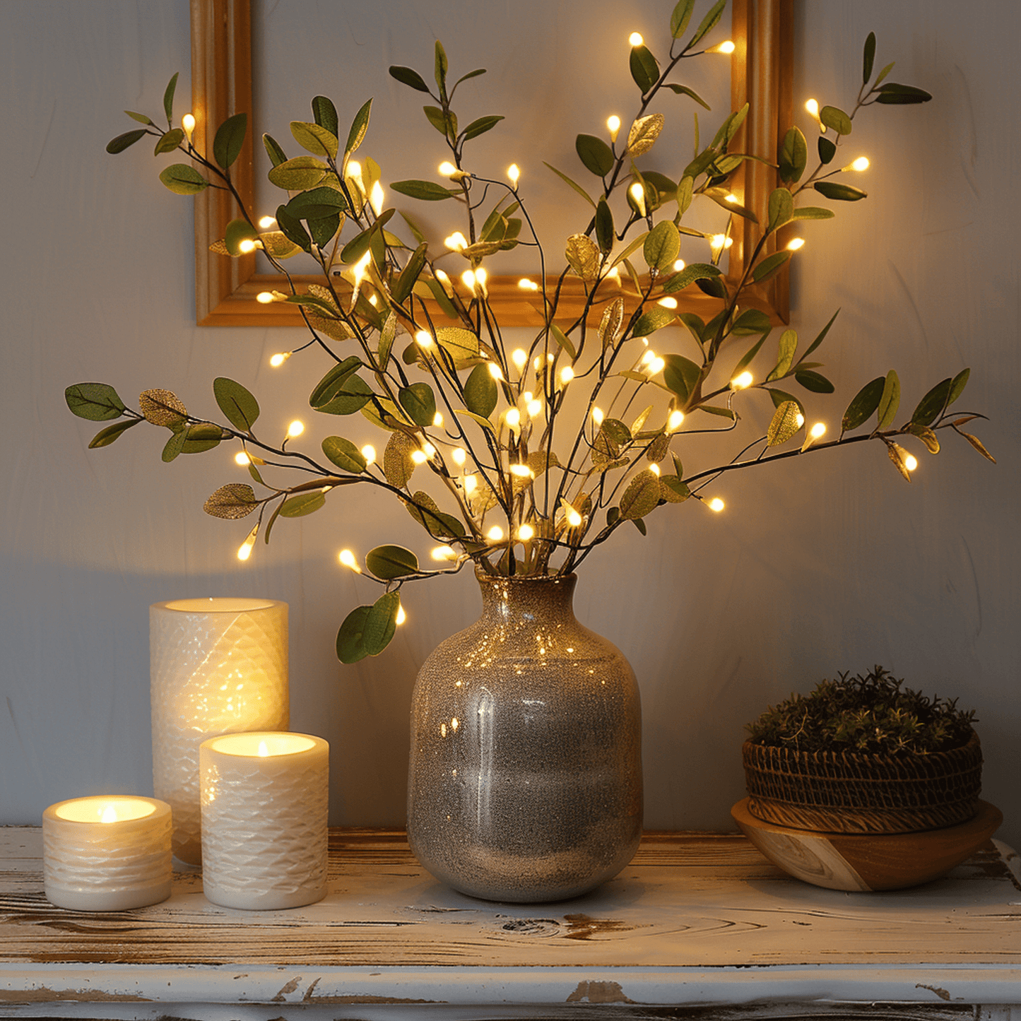 Leuchtende Olivenzweige mit LED - Märchenhafte Beleuchtung für eine elegante Dekoration