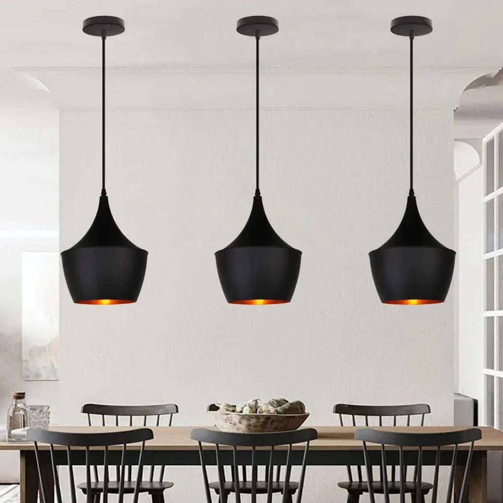 Industrielle LED-Hängelampe Schwarz