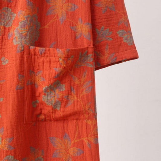 V-Ausschnitt Floral Jacquard Damenbademantel