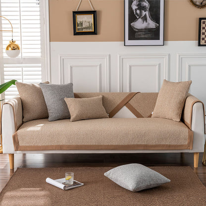 Leinen Couch Sofa Bezug U-förmige Couchbezüge Rutschfester Sofaüberwurf für Hunde Katzen Haustiere
