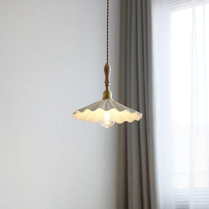 Designerküchenhängelampe aus Keramik – Moderne Pendelleuchte mit Holzelement