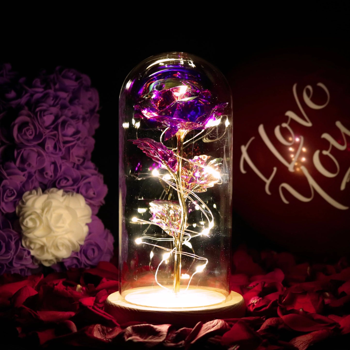 Garduru Ewige Rose Lampe | LED-Galaxie-Licht | Romantische Dekoration | Perfektes Geschenk