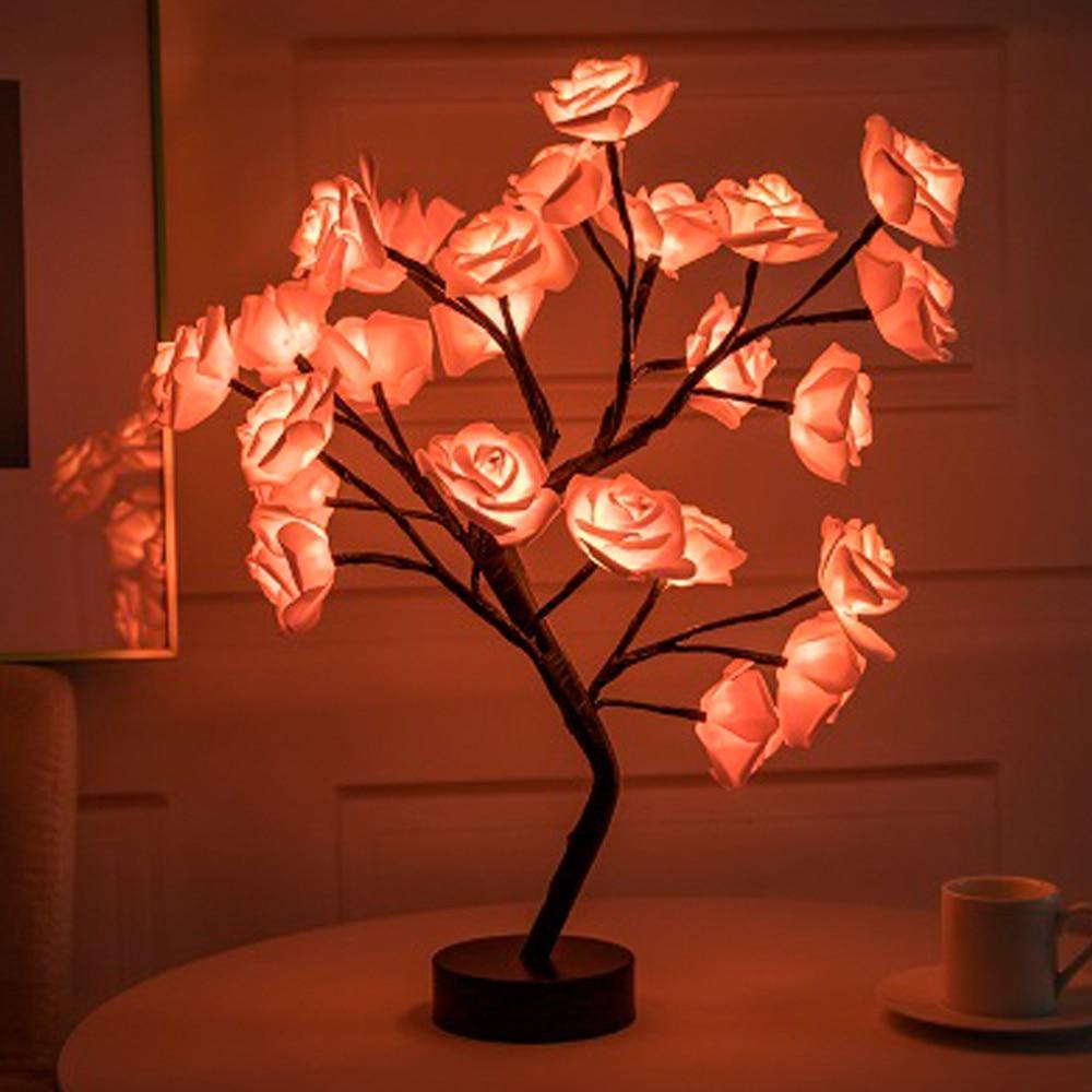 Rose – Tischlampe mit dekorativem Rosenbaumdesign