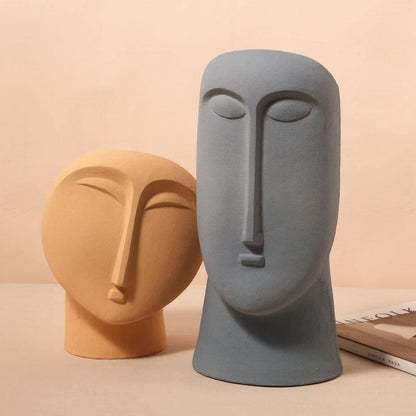 Garduru Abstrakte Gesichtsvase | Skulpturales Design | Handgefertigte Deko-Vase | Modernes Wohnaccessoire