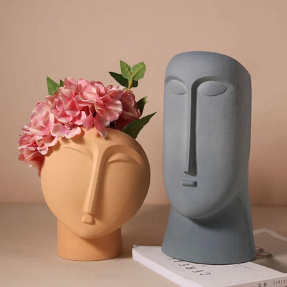 Garduru Abstrakte Gesichtsvase | Skulpturales Design | Handgefertigte Deko-Vase | Modernes Wohnaccessoire