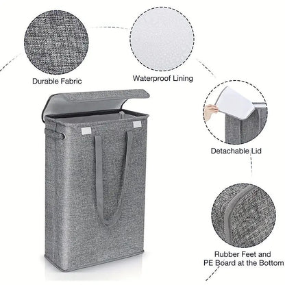 45L Slim Wäschekorb mit Deckel