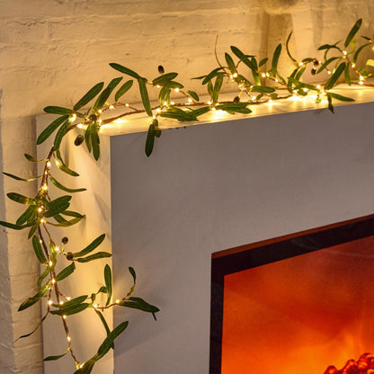 Garduru Olivenzweig LED-Lichterkette – 96 warme Lichter für Innen- und Außendekoration