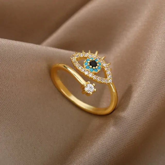 Türkischer Blauer Evil Eye Ring – Schutzsymbol – Anpassbar und stilvoll